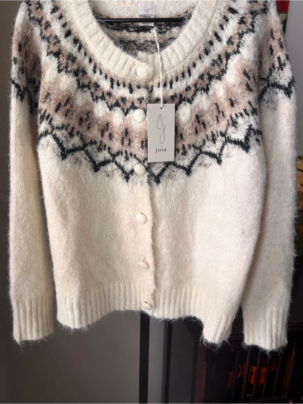Joie Cream Fair Isle Button-Front Cardigan - Picture 3 of 8